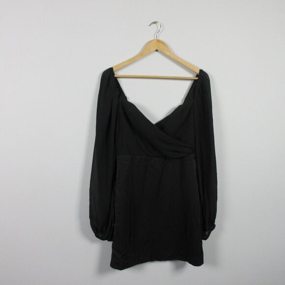 NBD Harry Mini Dress S Black Balloon Sleeve Sweetheart Neck Party Revolve 300 - Picture 1 of 13